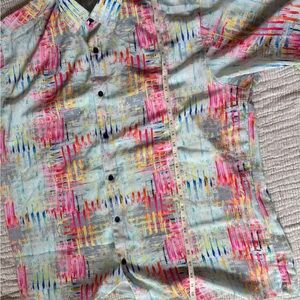 Bassike Men's Multicolor Abstract Button Down Shirt